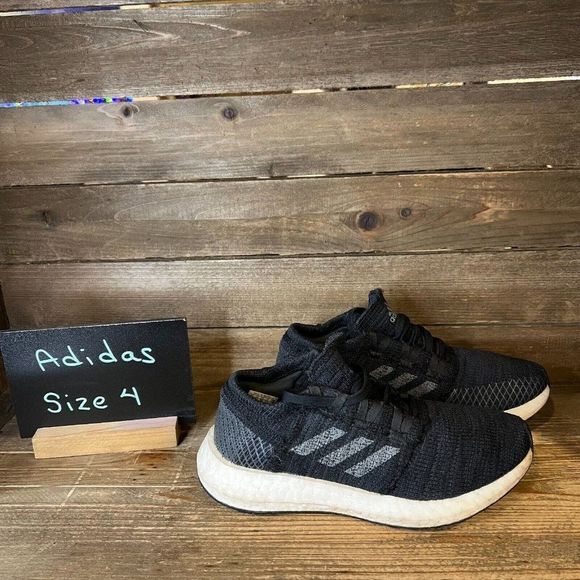 Childrens Unisex Adidas Pure Boost Go Black Running Shoes Sneakers Size 4 Y GUC - Picture 1 of 6